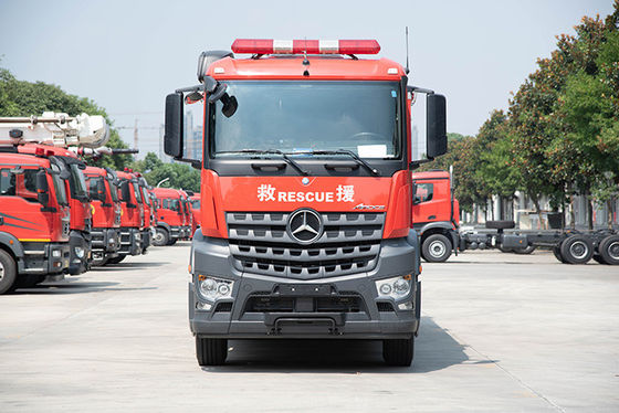 Βαρέων καθηκόντων πυροσβεστικό όχημα της Mercedes-Benz 16T με την υδραντλία και το όργανο ελέγχου