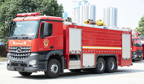 Βαρέων καθηκόντων πυροσβεστικό όχημα της Mercedes-Benz 16T με την υδραντλία και το όργανο ελέγχου